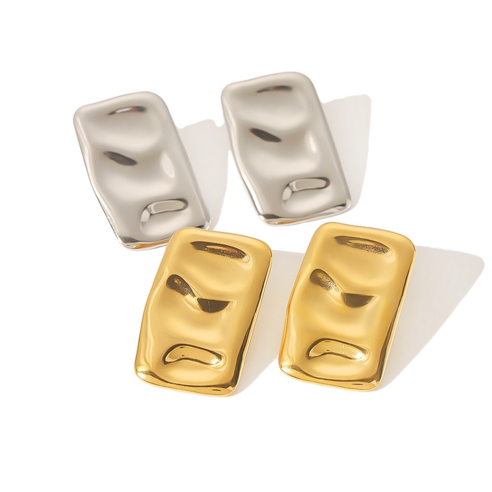 24K Gold Rectangular Earrings*Statement Earrings*Waterproof*Sweatproof - Picture 3 of 5